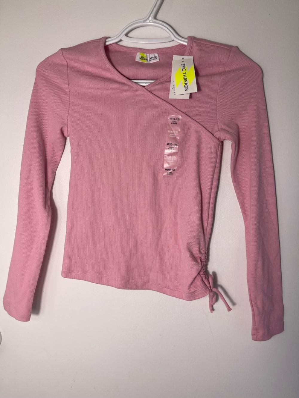 Epic Threads Gir’s Pink Long Sleeve Kids Top with Side Tie Size M(10-12) NWT - Picture 8 of 8